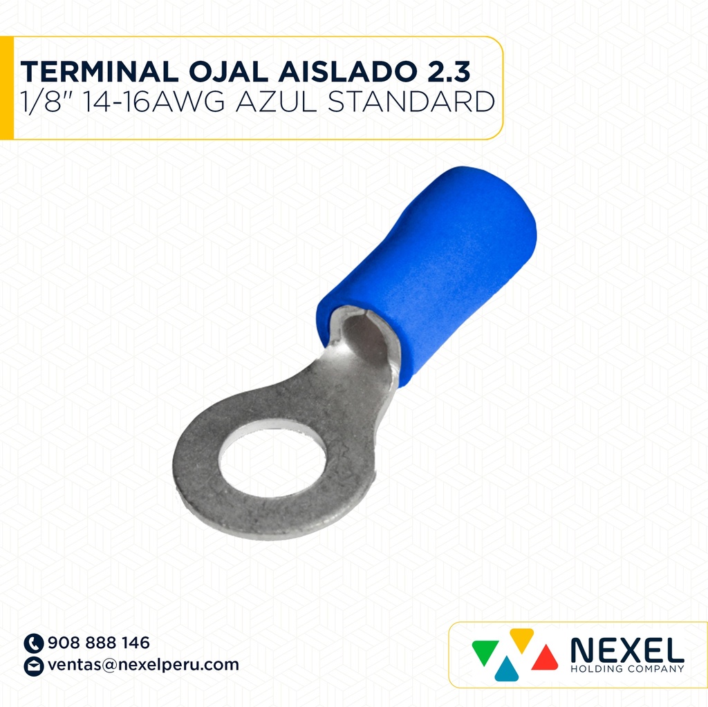 TERMINAL OJAL AISLADO 2.3 1/8" 14-16AWG AZUL STANDARD