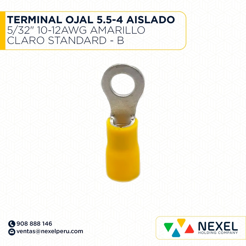TERMINAL OJAL 5.5-4 AISLADO 5/32" 10-12AWG AMARILLO CLAR STANDARD - B