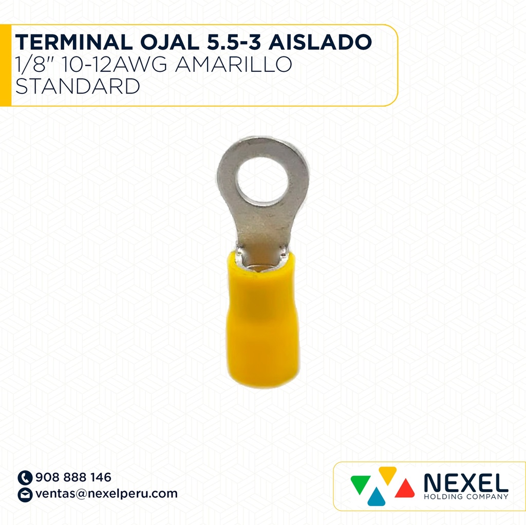 TERMINAL OJAL 5.5-3 AISLADO 1/8" 10-12AWG AMARILLO STANDARD