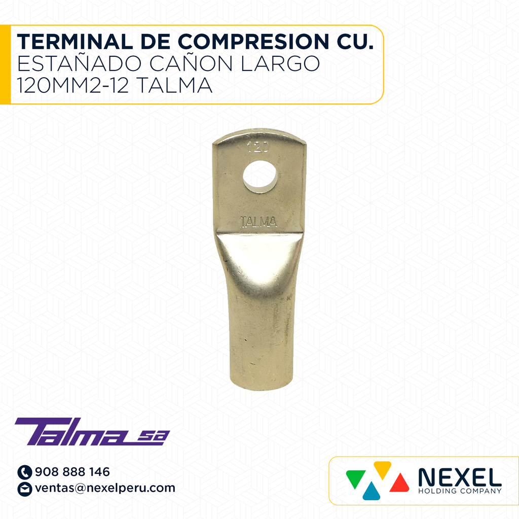 TERMINAL DE COMPRESION CU. ESTAÑADO CAÑON LARGO 120MM2-12 TALMA