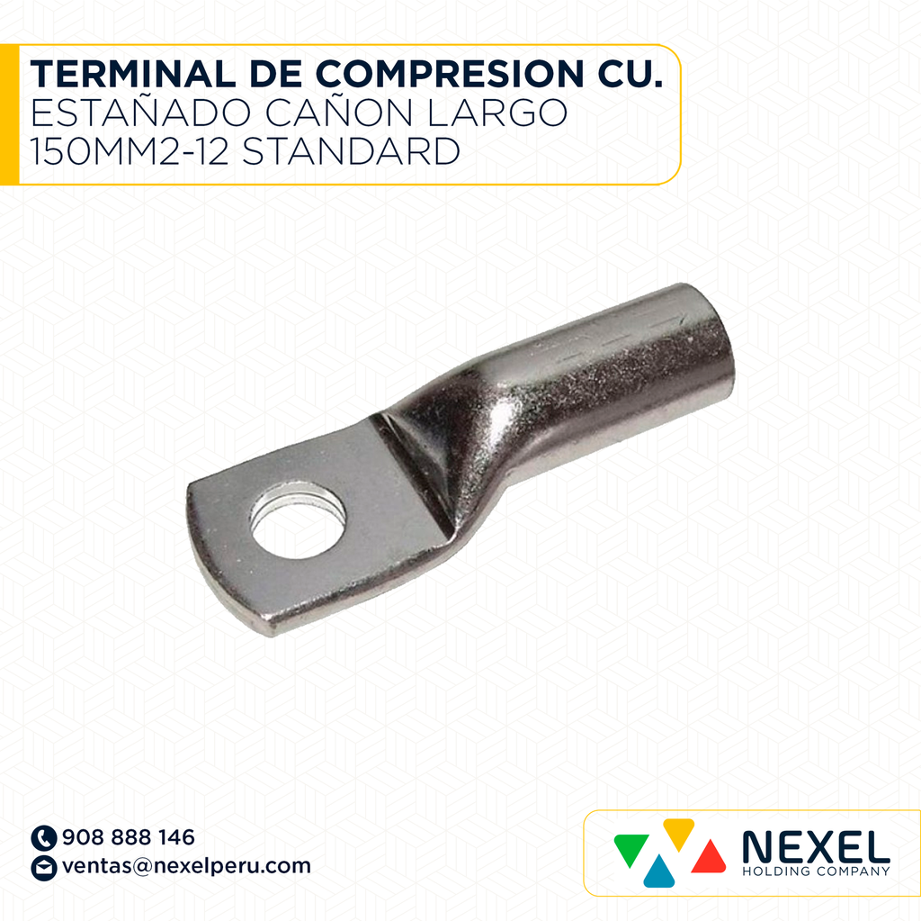 TERMINAL DE COMPRESION CU. ESTAÑADO CAÑON LARGO 150MM2-12 STANDARD