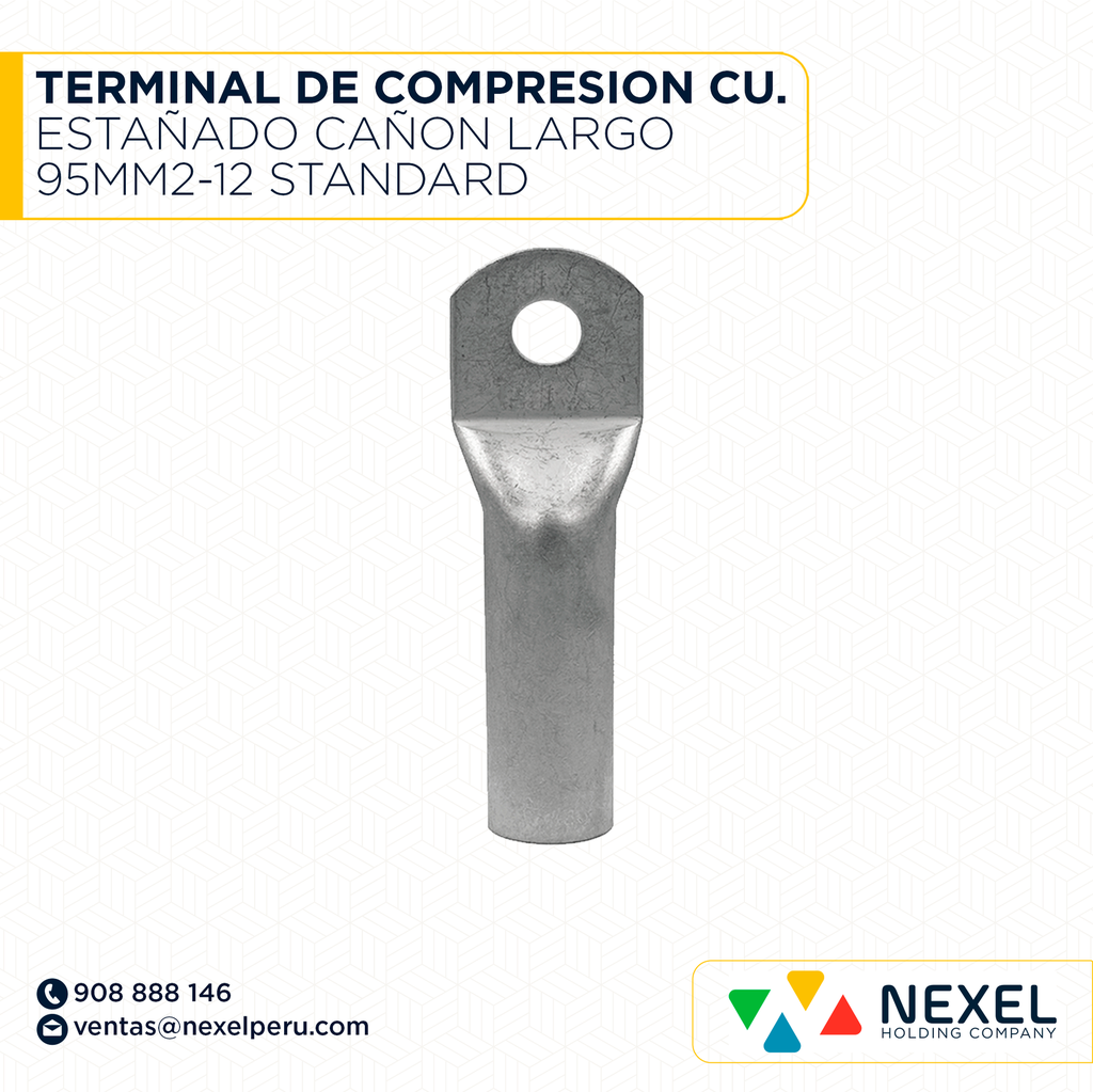 TERMINAL DE COMPRESION CU. ESTAÑADO CAÑON LARGO 95MM2-12 STANDARD