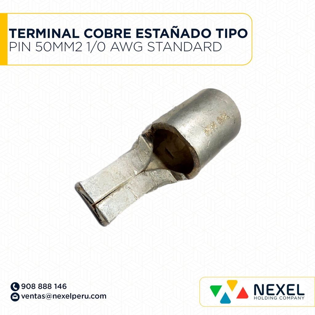 TERMINAL COBRE ESTAÑADO TIPO PIN 50MM2 1/0 AWG STANDARD
