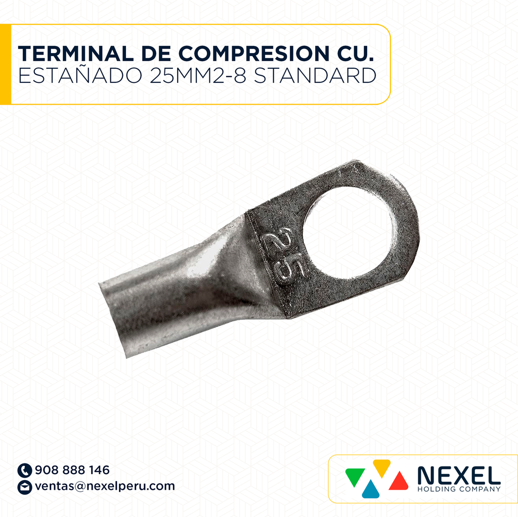TERMINAL DE COMPRESION CU. ESTAÑADO 25MM2-8 STANDARD
