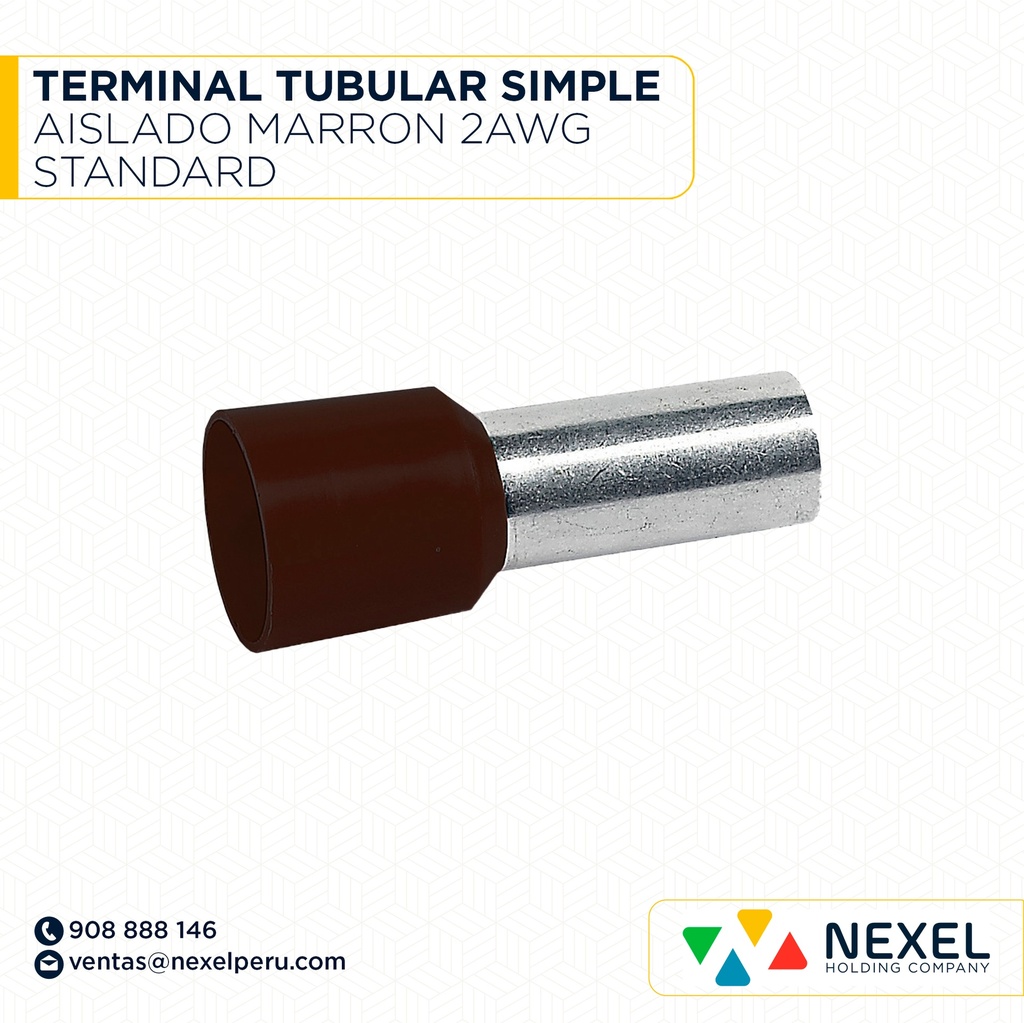 TERMINAL TUBULAR SIMPLE AISLADO MARRON 2AWG STANDARD