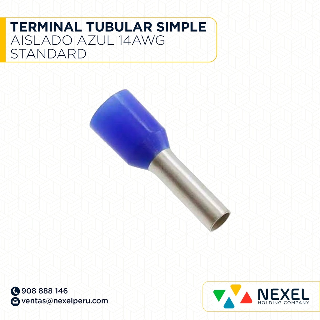 TERMINAL TUBULAR SIMPLE AISLADO AZUL 14AWG STANDARD