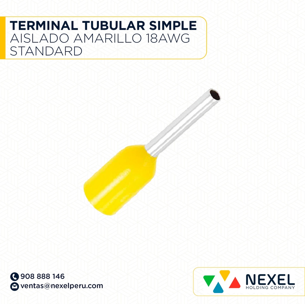 TERMINAL TUBULAR SIMPLE AISLADO AMARILLO 18AWG STANDARD