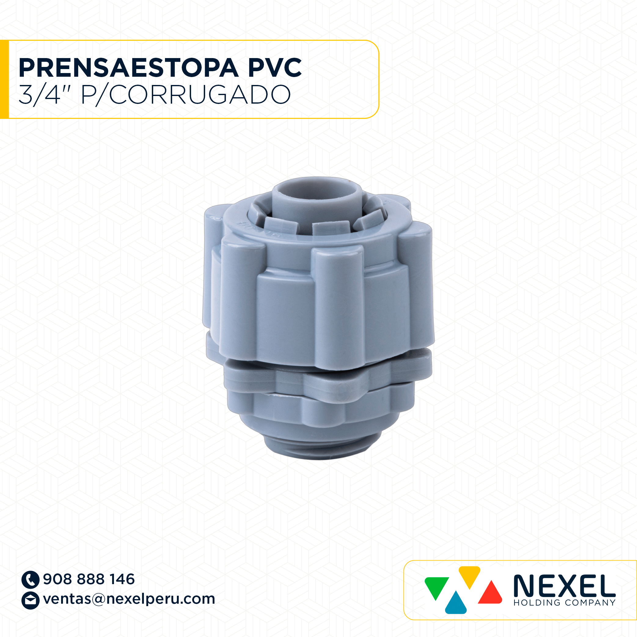 PRENSAESTOPA PVC 3/4" P/CORRUGADO STANDARD