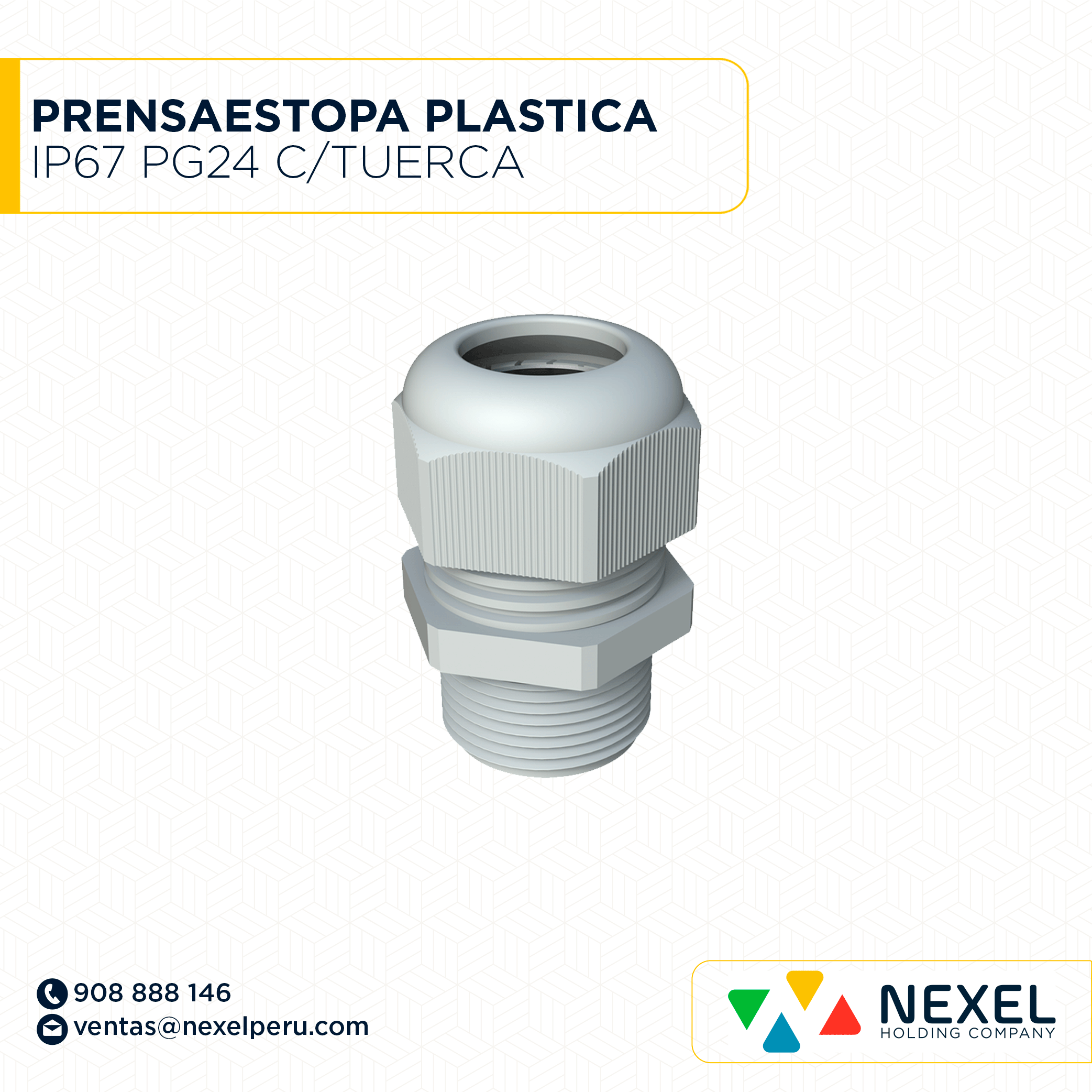PRENSAESTOPA PLASTICA IP67 PG24 C/TUERCA STANDARD