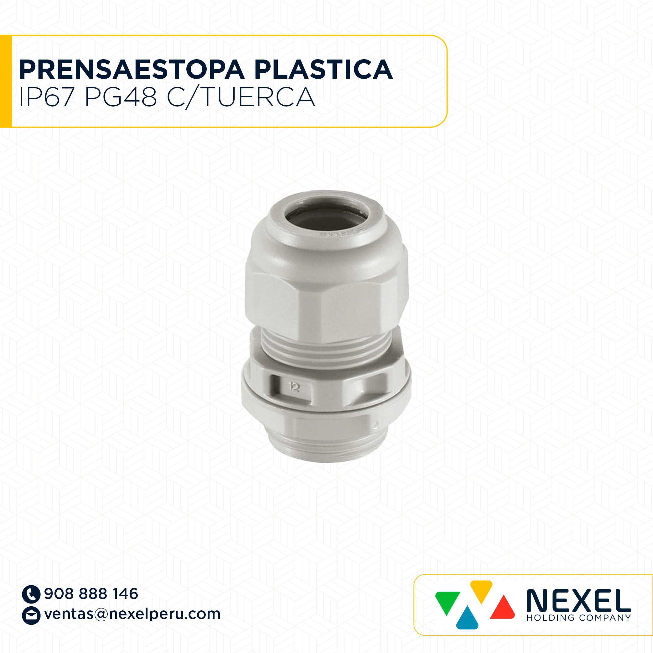 PRENSAESTOPA PLASTICA IP67 PG48 C/TUERCA STANDARD