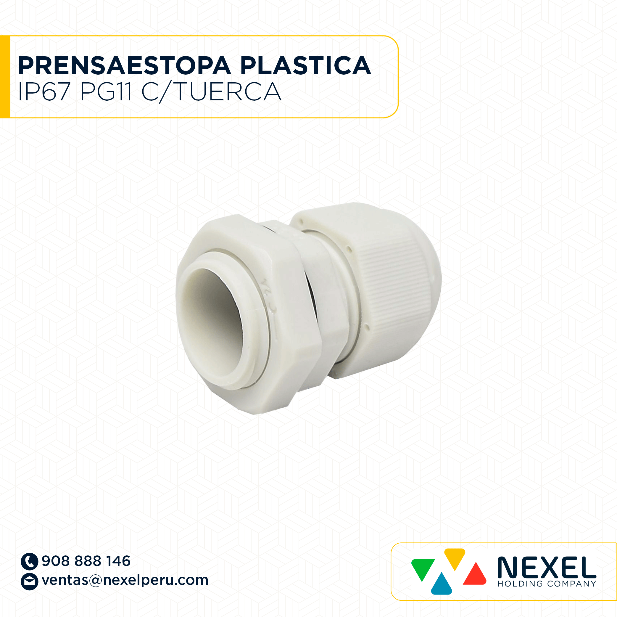 PRENSAESTOPA PLASTICA IP67 PG11 C/TUERCA STANDARD
