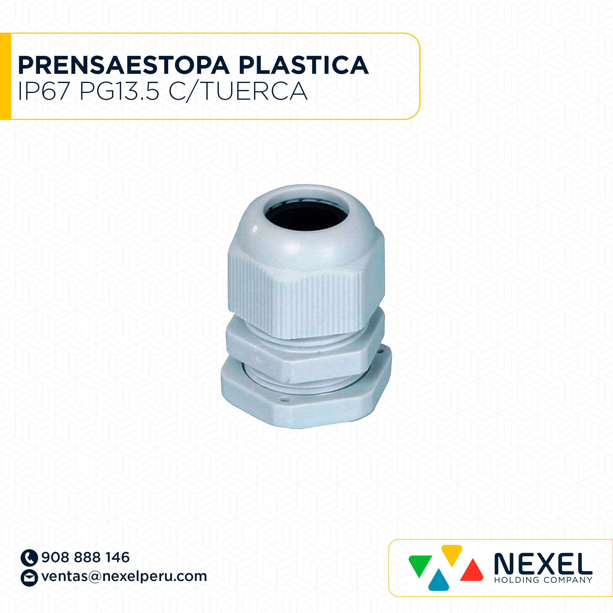 PRENSAESTOPA PLASTICA IP67 PG13.5 C/TUERCA STANDARD