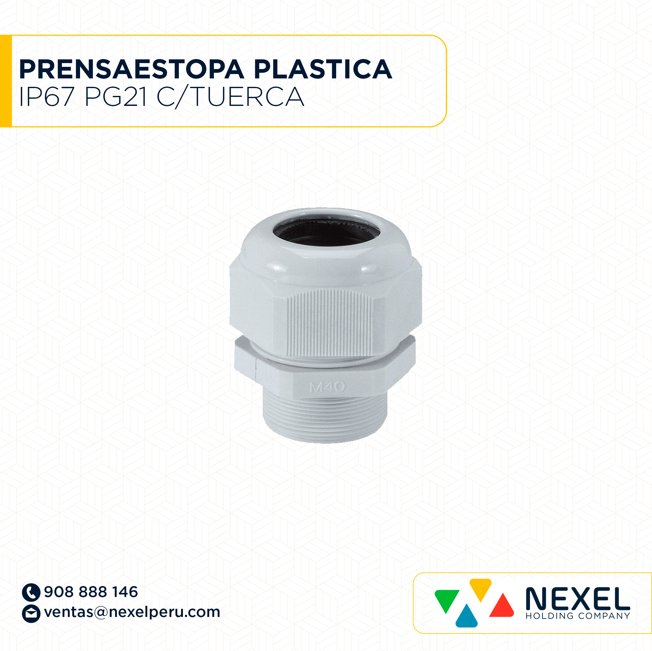 PRENSAESTOPA PLASTICA IP67 PG21 C/TUERCA STANDARD