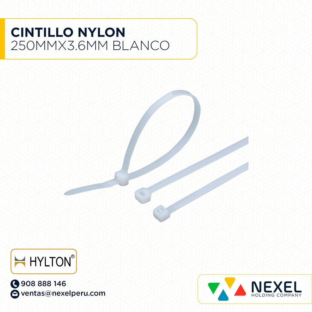 CINTILLO NYLON 250MMX3.6MM BLANCO HYLTON