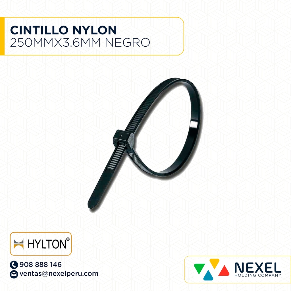 CINTILLO NYLON 250MM X 3.6MM NEGRO HYLTON