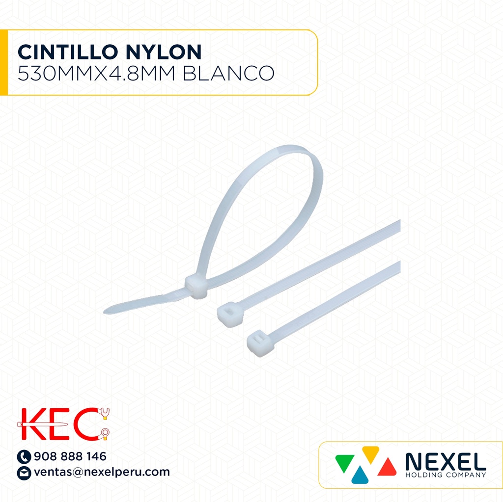 CINTILLO NYLON 530MMX4.8MM BLANCO KEC