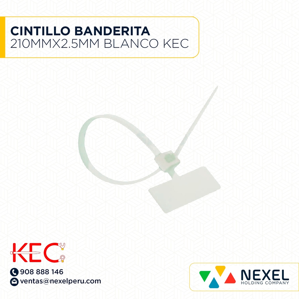 CINTILLO BANDERITA 210MMX2.5MM BLANCO KEC