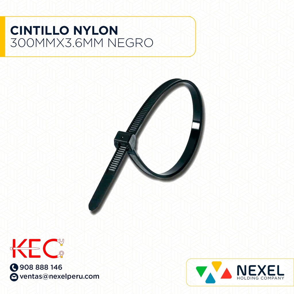 CINTILLO NYLON 300MMX3.6MM NEGRO KEC