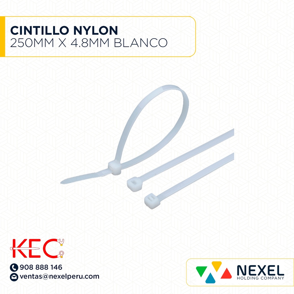 CINTILLO NYLON 250MM X 4.8MM BLANCO KEC