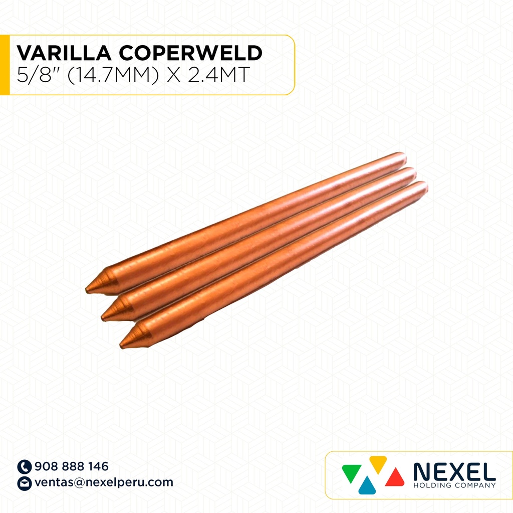 VARILLA COPERWELD 5/8" (14.7MM) X 2.4MT