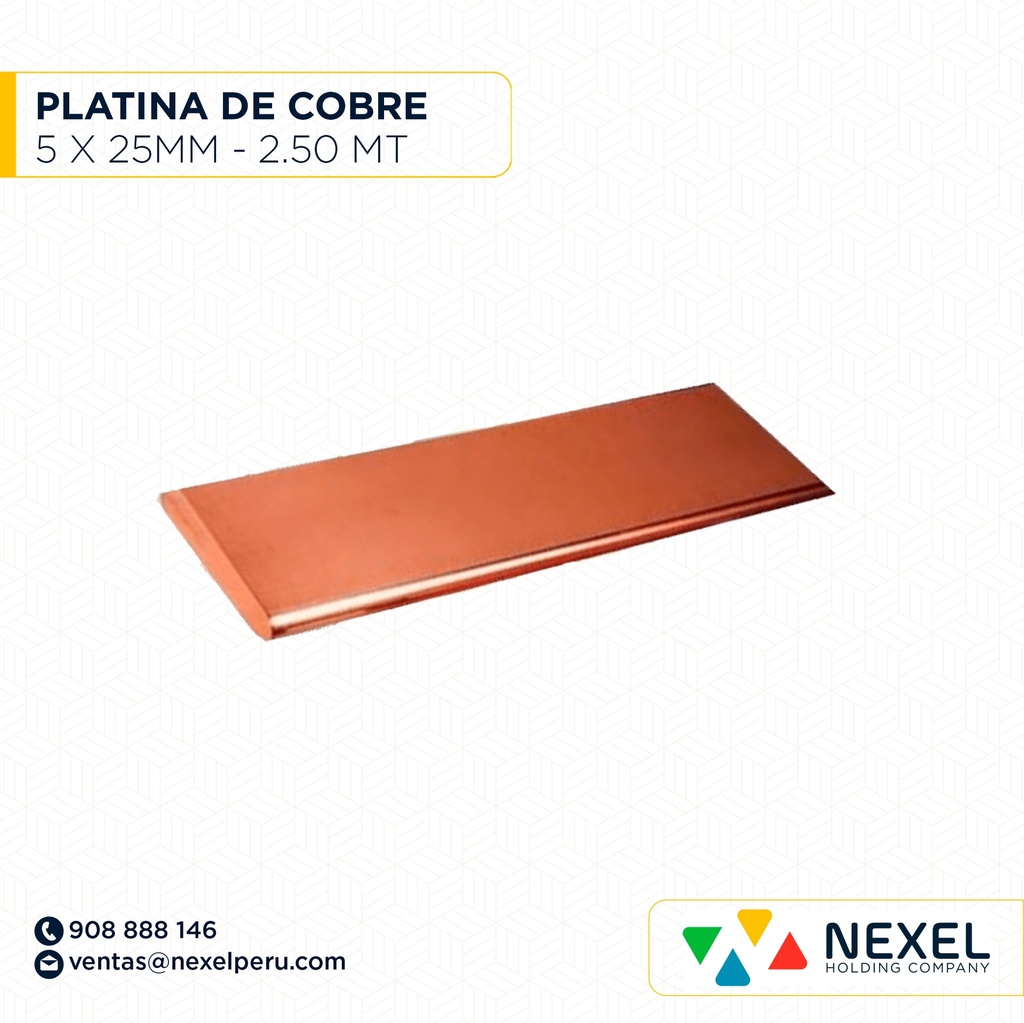 OUT- PLATINA DE COBRE 5X25 MM - 2.50 MT NACIONAL