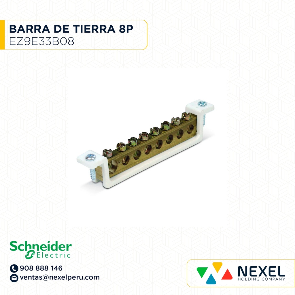 BARRA DE TIERRA P/TABL 8 POLOS REF EZ9E33B08 SCHNEIDER