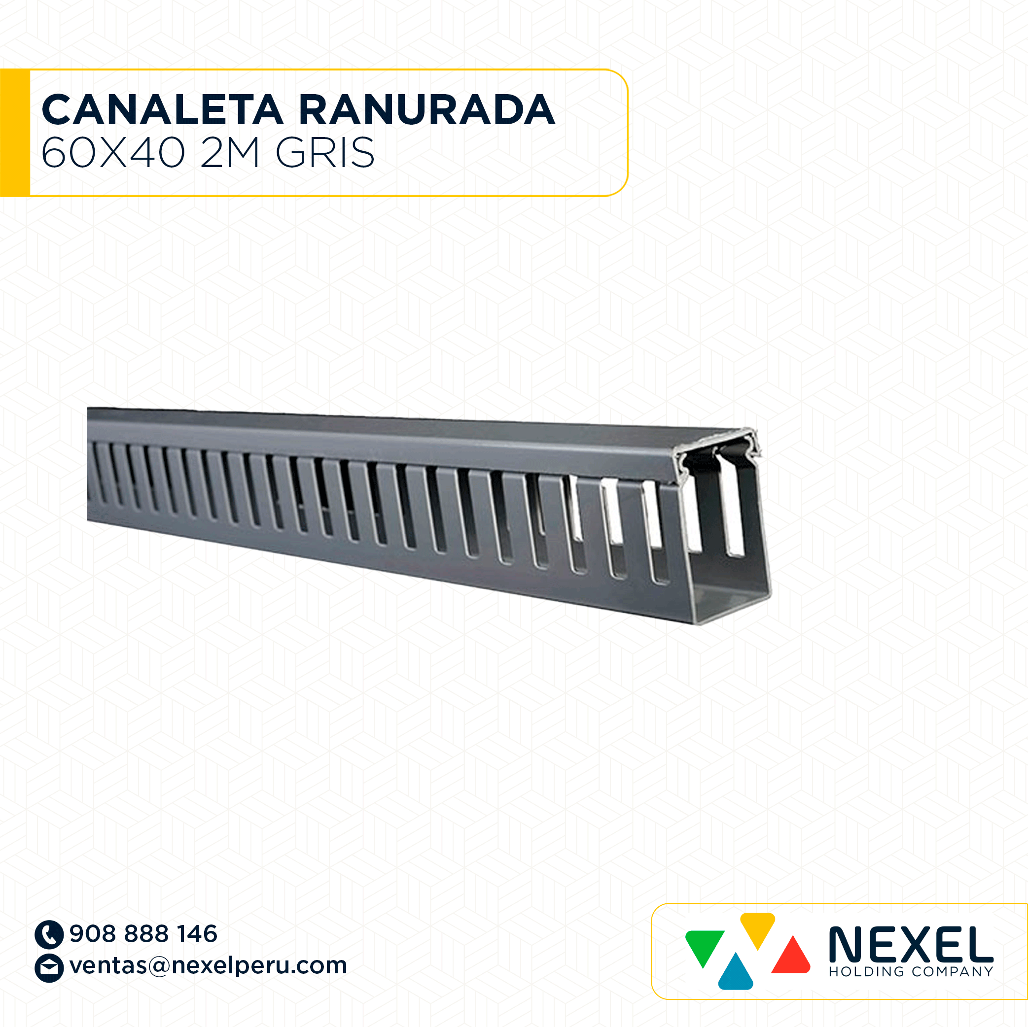 CANALETA RANURADA 60X40 2M GRIS STANDARD