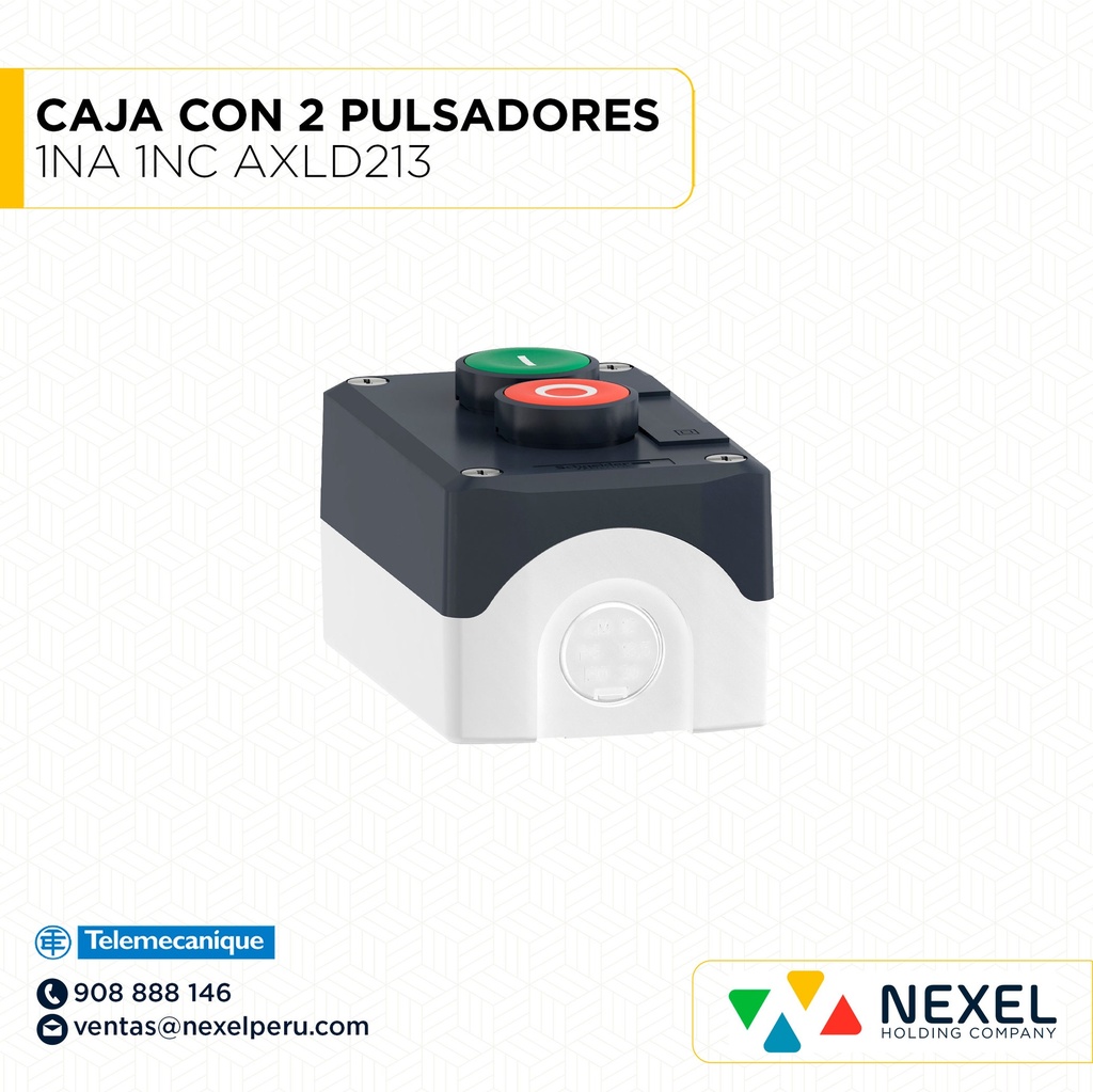 CAJA CON 2 PULSADORES 1NA 1NC AXLD213 TELEMECANIQUE
