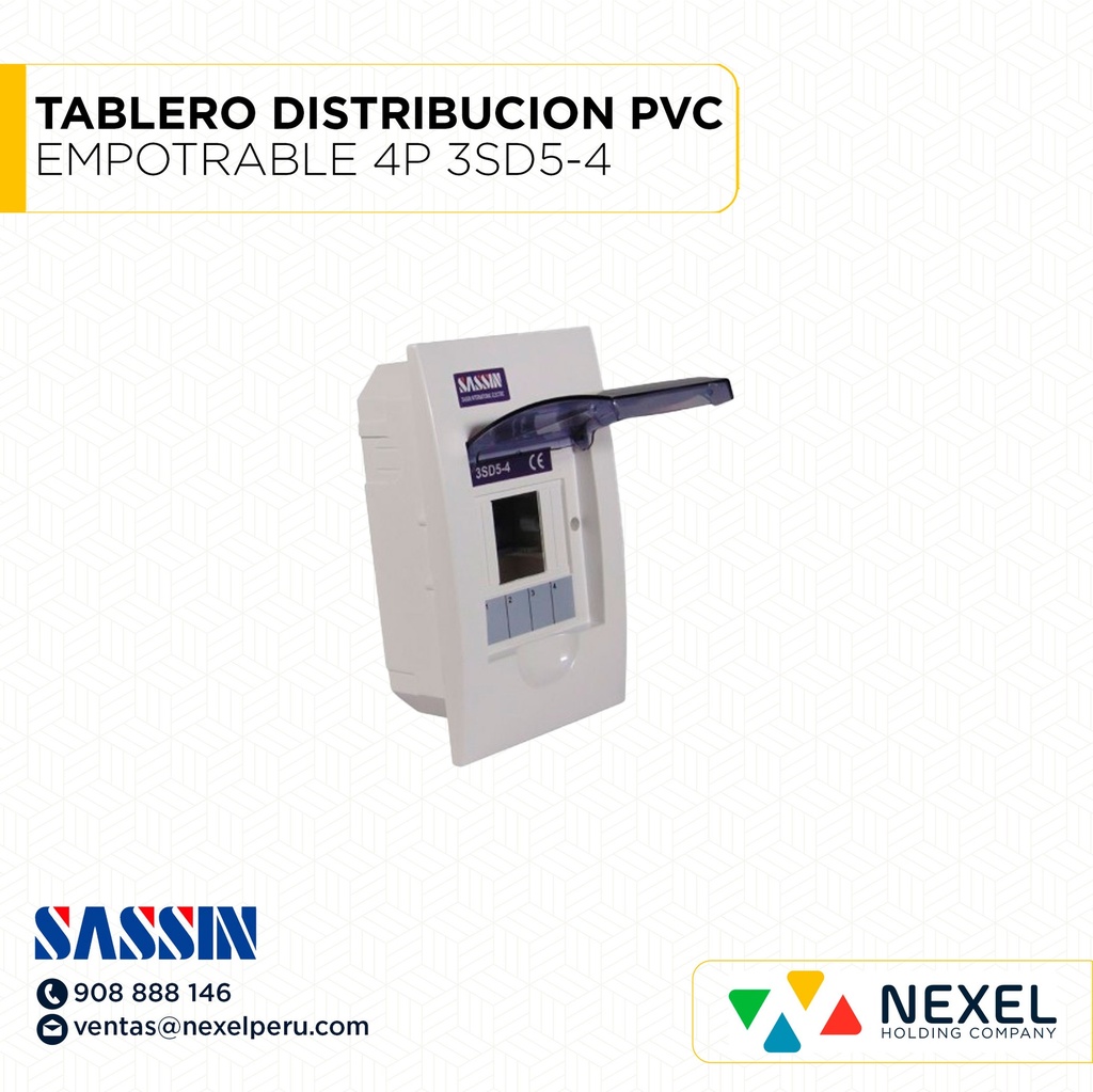 TABLERO DISTRIBUCION PVC EMPOTRABLE 4P 3SD5-4 BOXES SASSIN