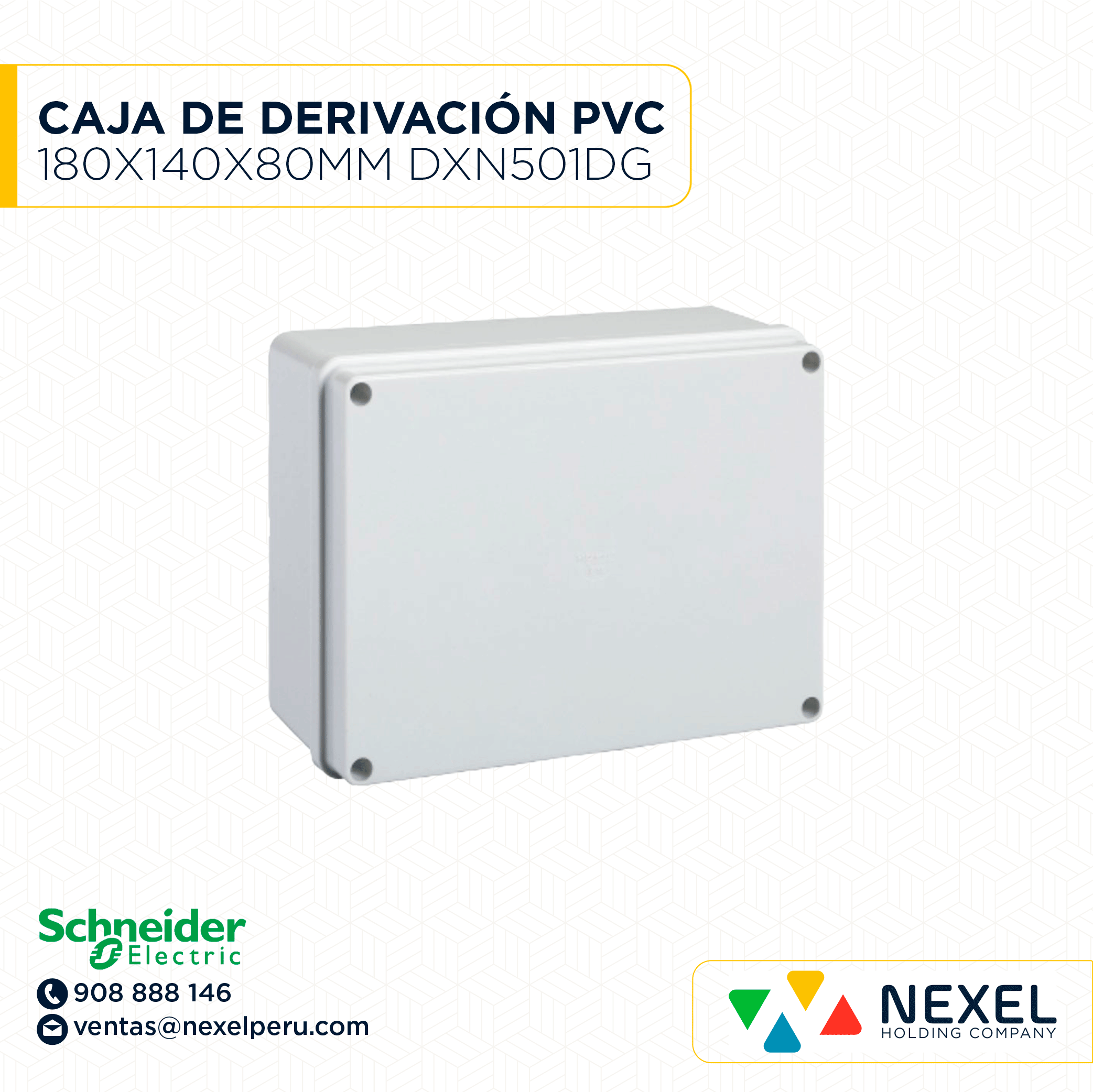 CAJA DE DERIVACION PVC 180X140X80MM DXN501DG DEXSON SCHNEIDER