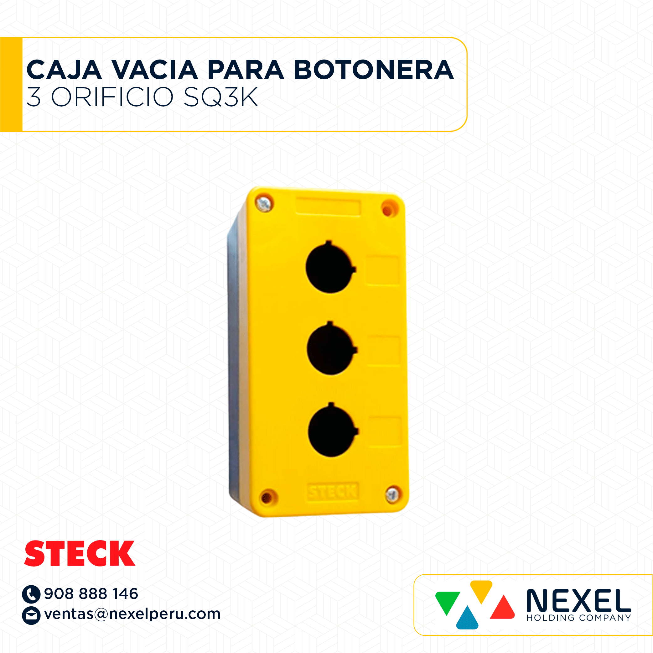 CAJA VACIA PARA BOTONERA DE 3 ORIFICIO SQ3K STECK