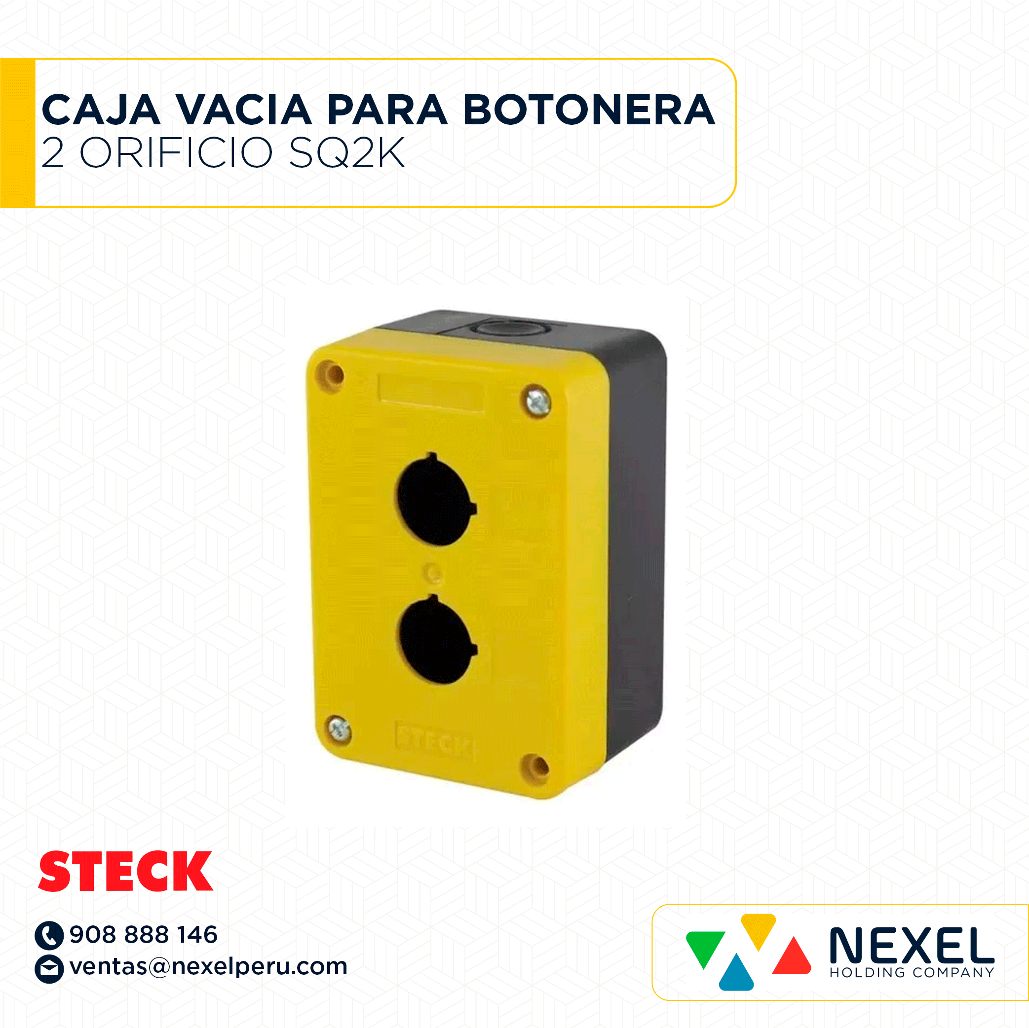 CAJA VACIA PARA BOTONERA DE 2 ORIFICIO SQ2K STECK