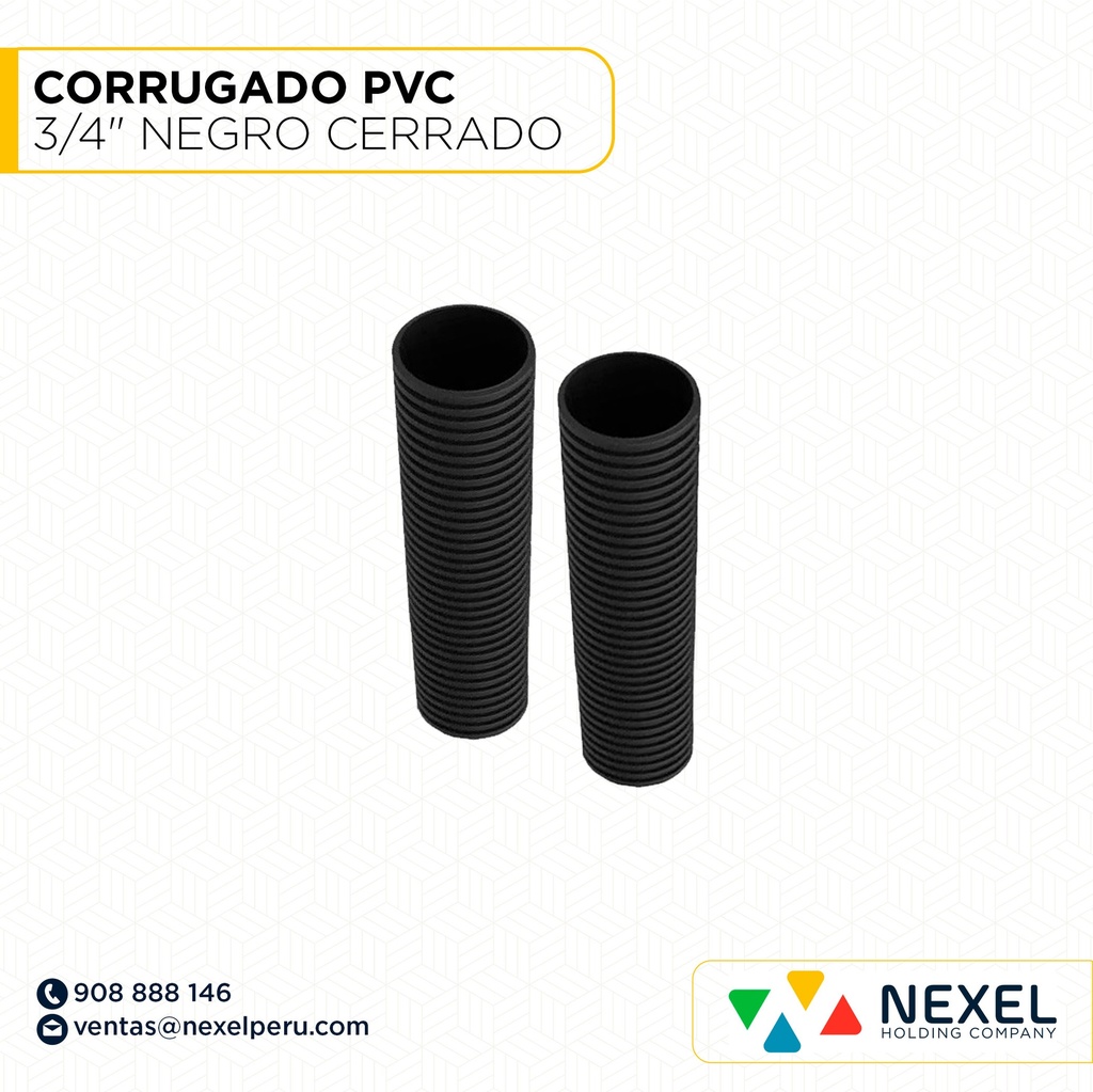 OUT- CORRUGADO PVC DE 3/4" NEGRO CERRADO STANDARD