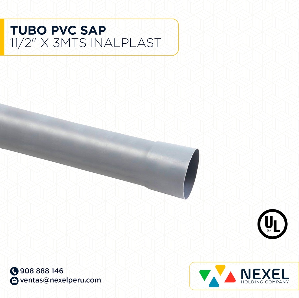 OUT- TUBO PVC SAP 11/2" X 3MTS INALPLAST