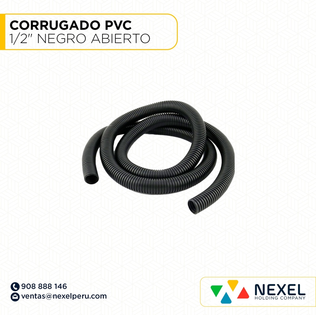 CORRUGADO PVC DE 1/2" NEGRO ABIERTO STANDARD
