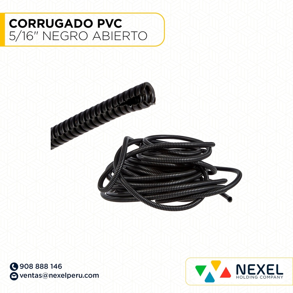CORRUGADO PVC DE 5/16" NEGRO ABIERTO STANDARD