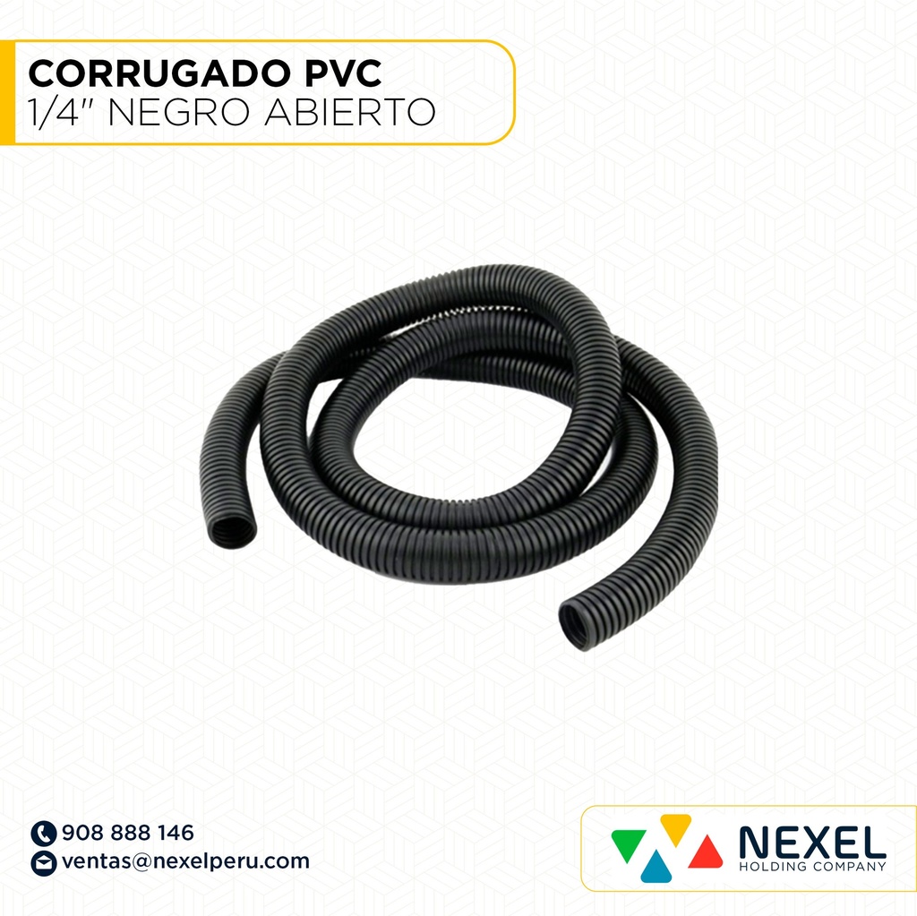 CORRUGADO PVC DE 1/4" NEGRO ABIERTO STANDARD