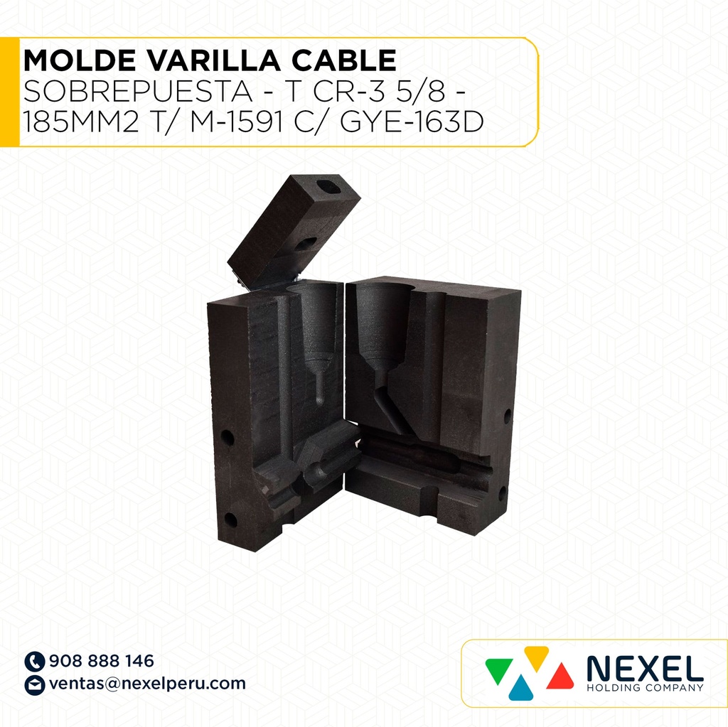 MOLDE VARILLA CABLE SOBREPUESTA - T (CR-3) (5/8 - 185MM2) T/ M-1591 C/ GYE-163D CART. #250 (QUIÑO EN UN BORDE)