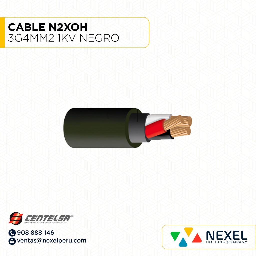CABLE N2XOH 3G4MM2 1KV NEGRO CENTELSA