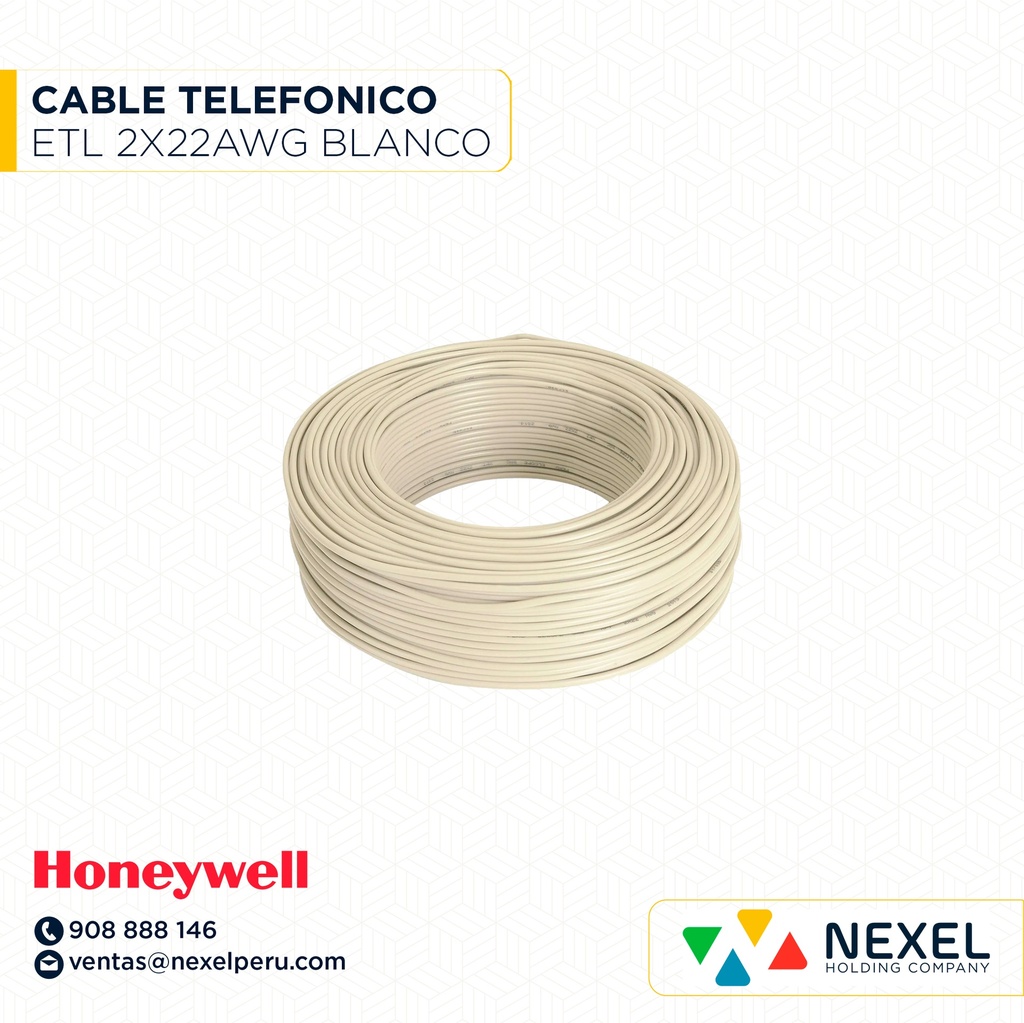 CABLE TELEFONICO ETL CLASE 2 2X22AWG BLANCO HONEYWELL