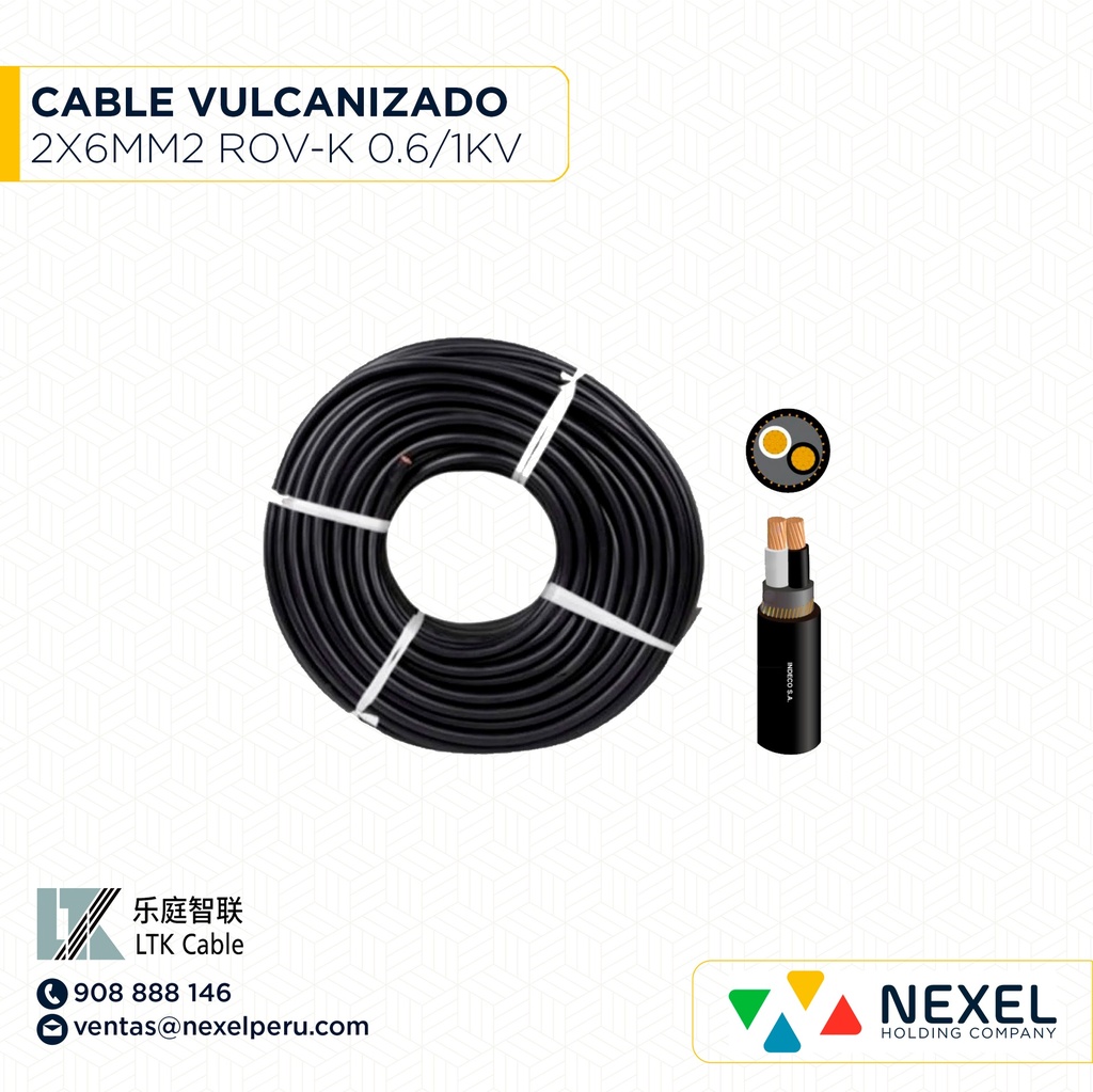 CABLE VULCANIZAD CON MALLA ROV-K 0.6/1KV 2X6MM2 LTK FLEX