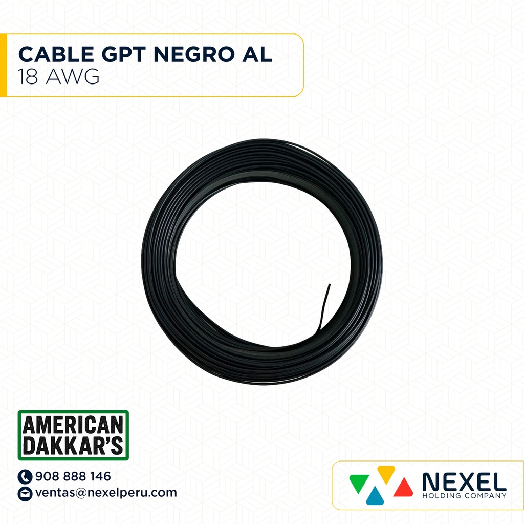 CABLE GPT 18AWG NEGRO AL DAKKAR`S