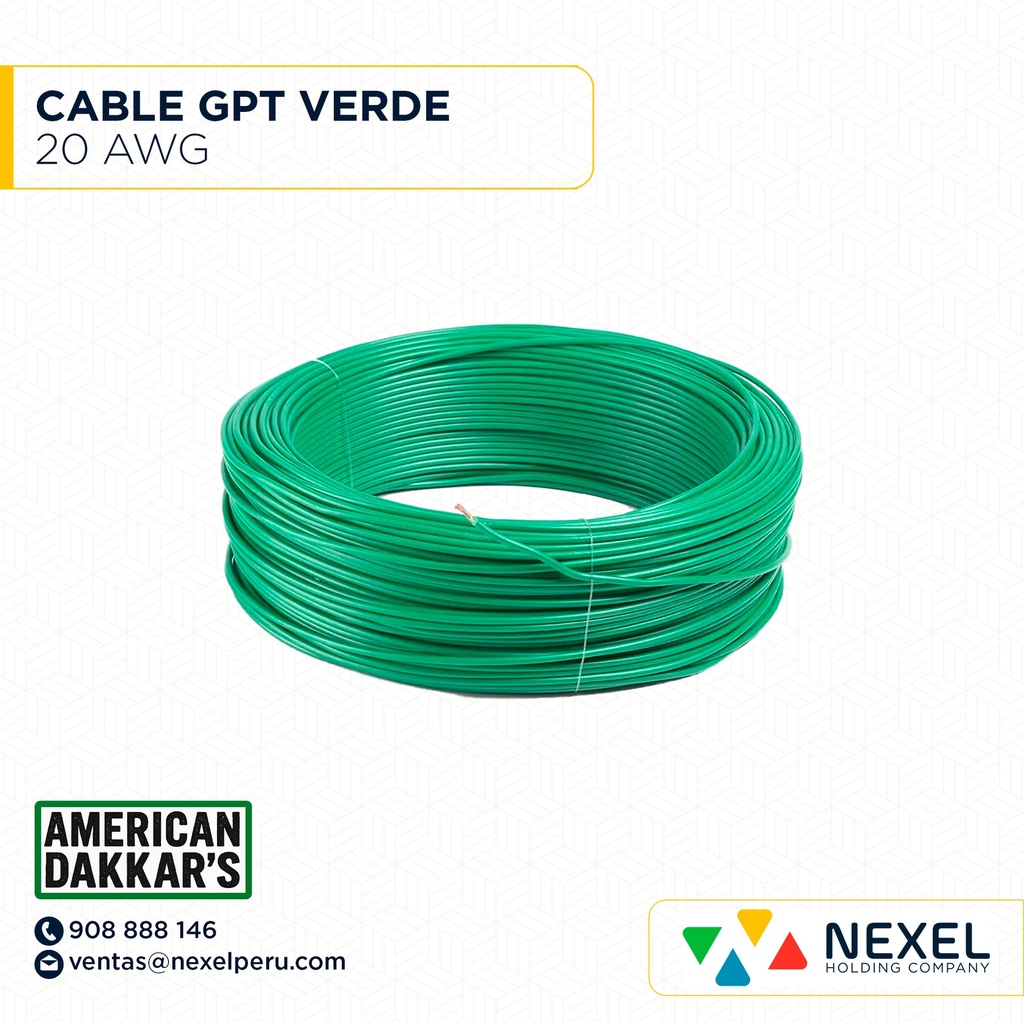 CABLE GPT 20AWG VERDE DAKKAR`S