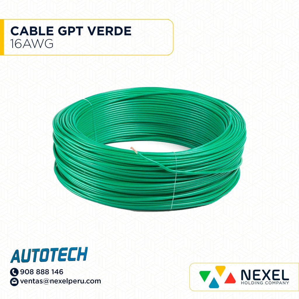 OUT- CABLE GPT 16AWG VERDE AUTOTECH