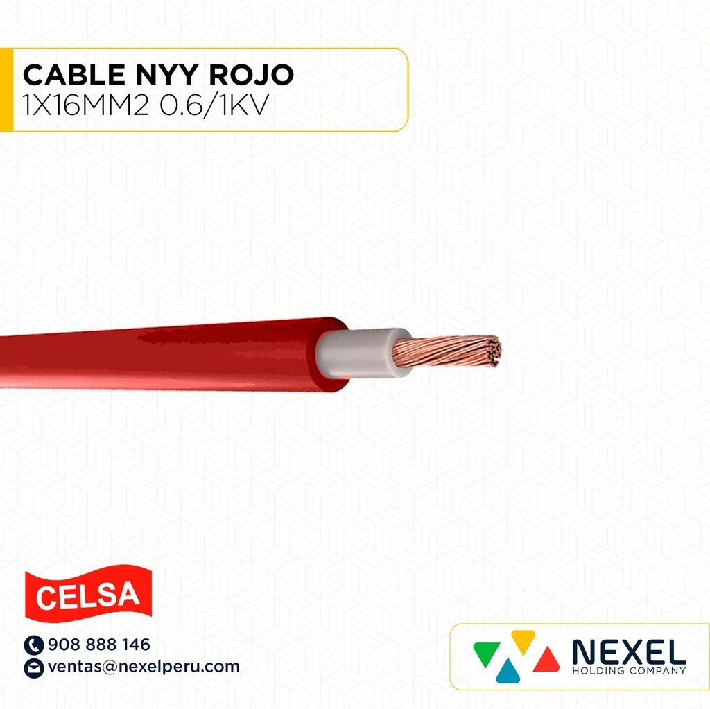 CABLE NYY 1X16MM2 0.6/1KV ROJO CELSA