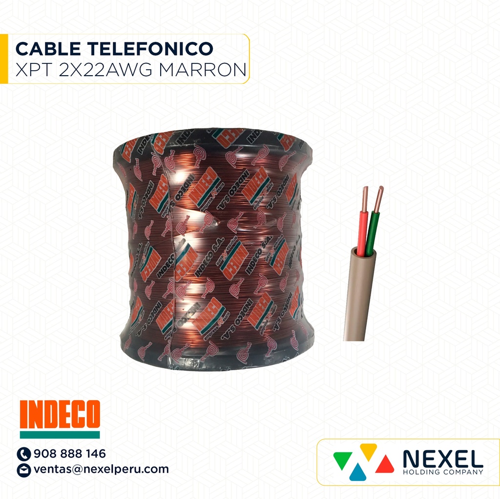 CABLE TELEFONICO XPT 2X22AWG MARRON INDECO