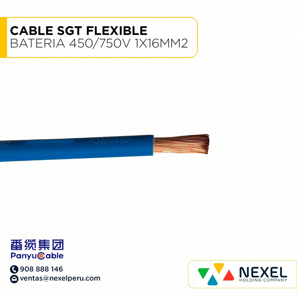 CABLE SGT FLEXIBLE BATERIA 450/750V 1X16MM2 AZUL PANYU