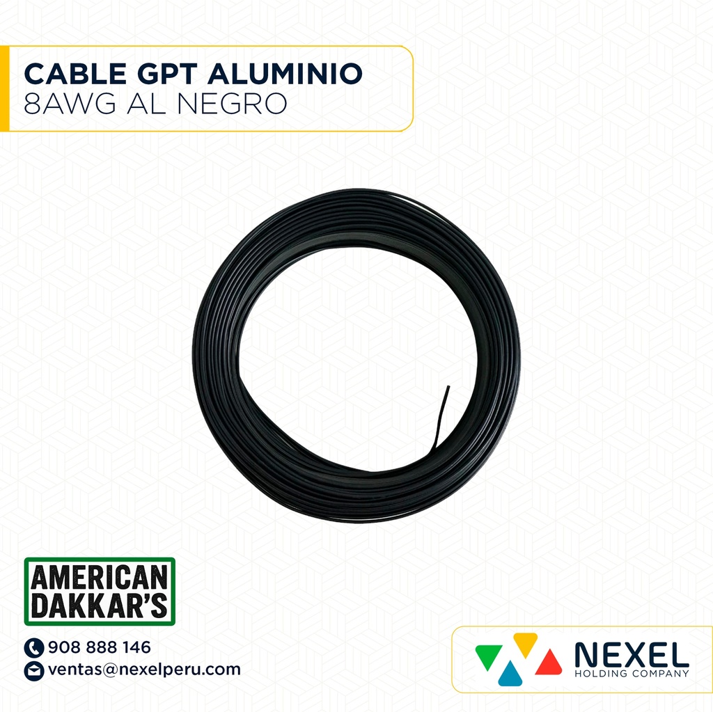 OUT- CABLE GPT ALUMINIO 8AWG AL NEGRO DAKKAR`S