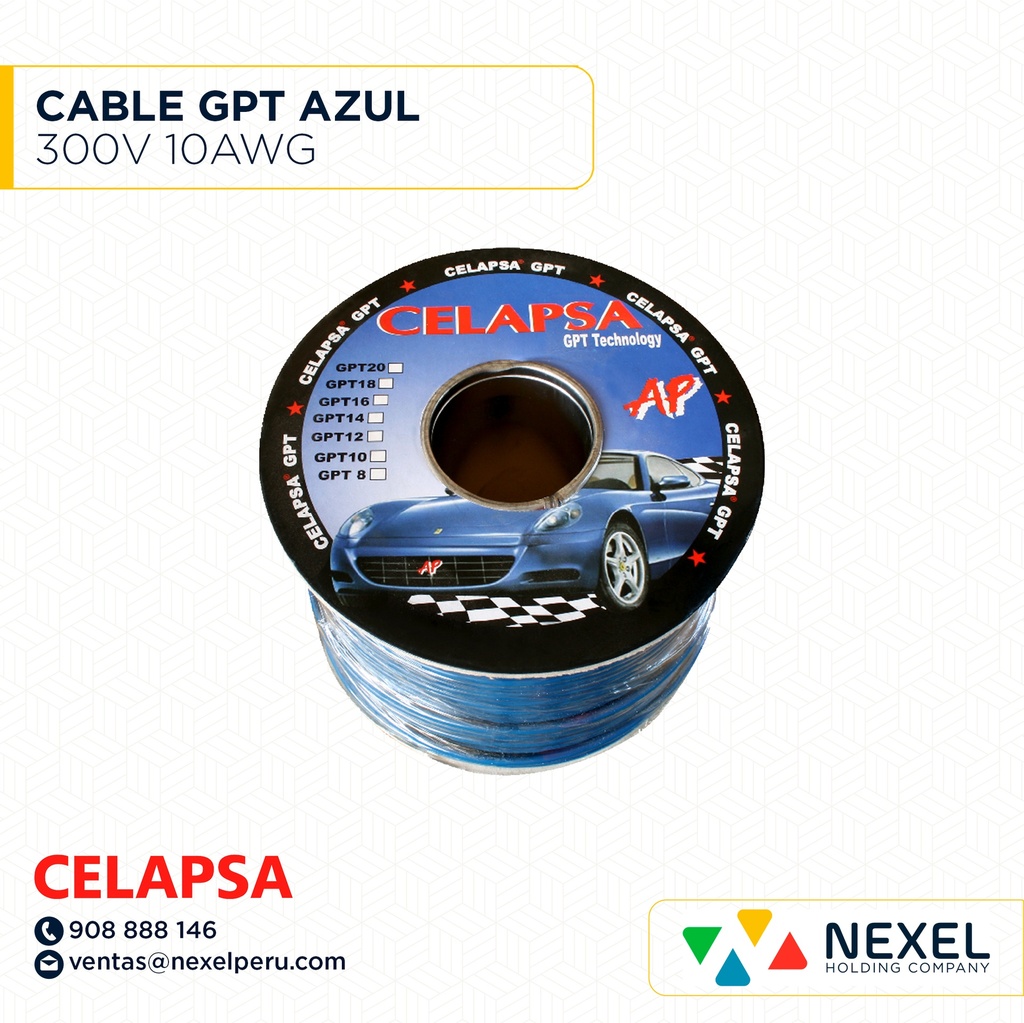 OUT- CABLE GPT 300V 10AWG AZUL CELAPSA