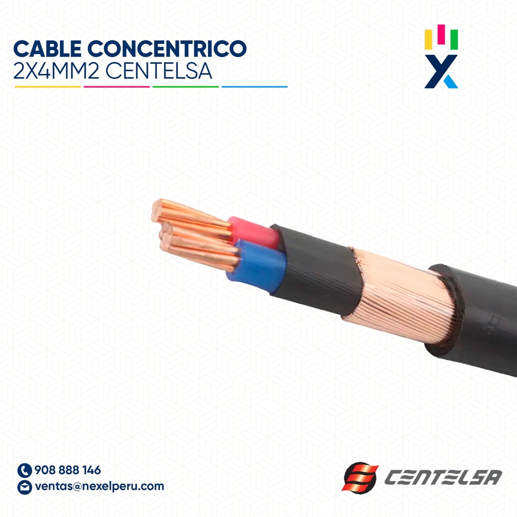 CABLE CONCENTRICO 2X4MM2 CENTELSA